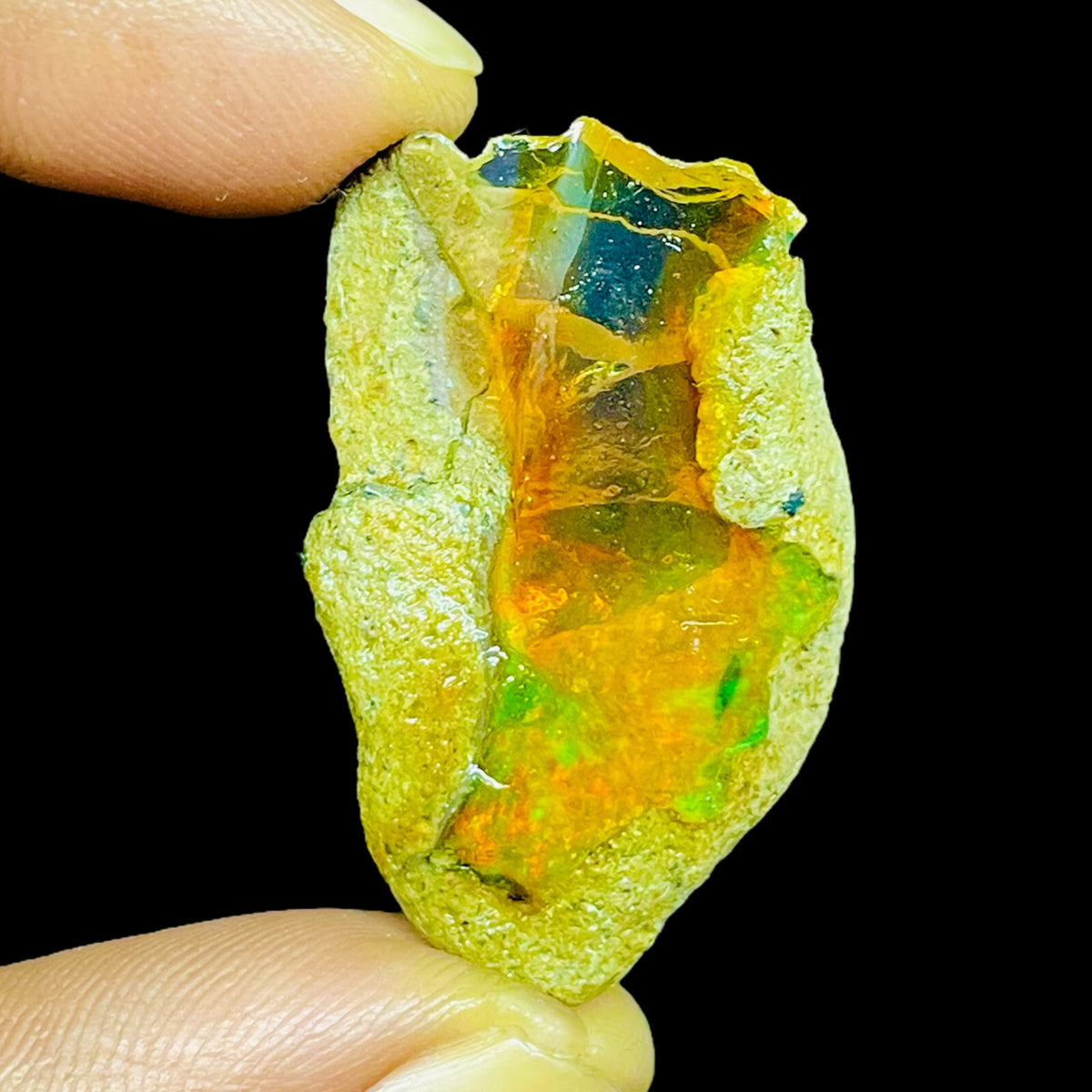 46.65 Cts Natural Ethiopian Opal Rough 38x24mm Huge Multi Fire Loose Gemstone