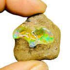 55.20 Cts Natural Ethiopian Opal Rough 32x29mm Huge Multi Fire Loose Gemstone