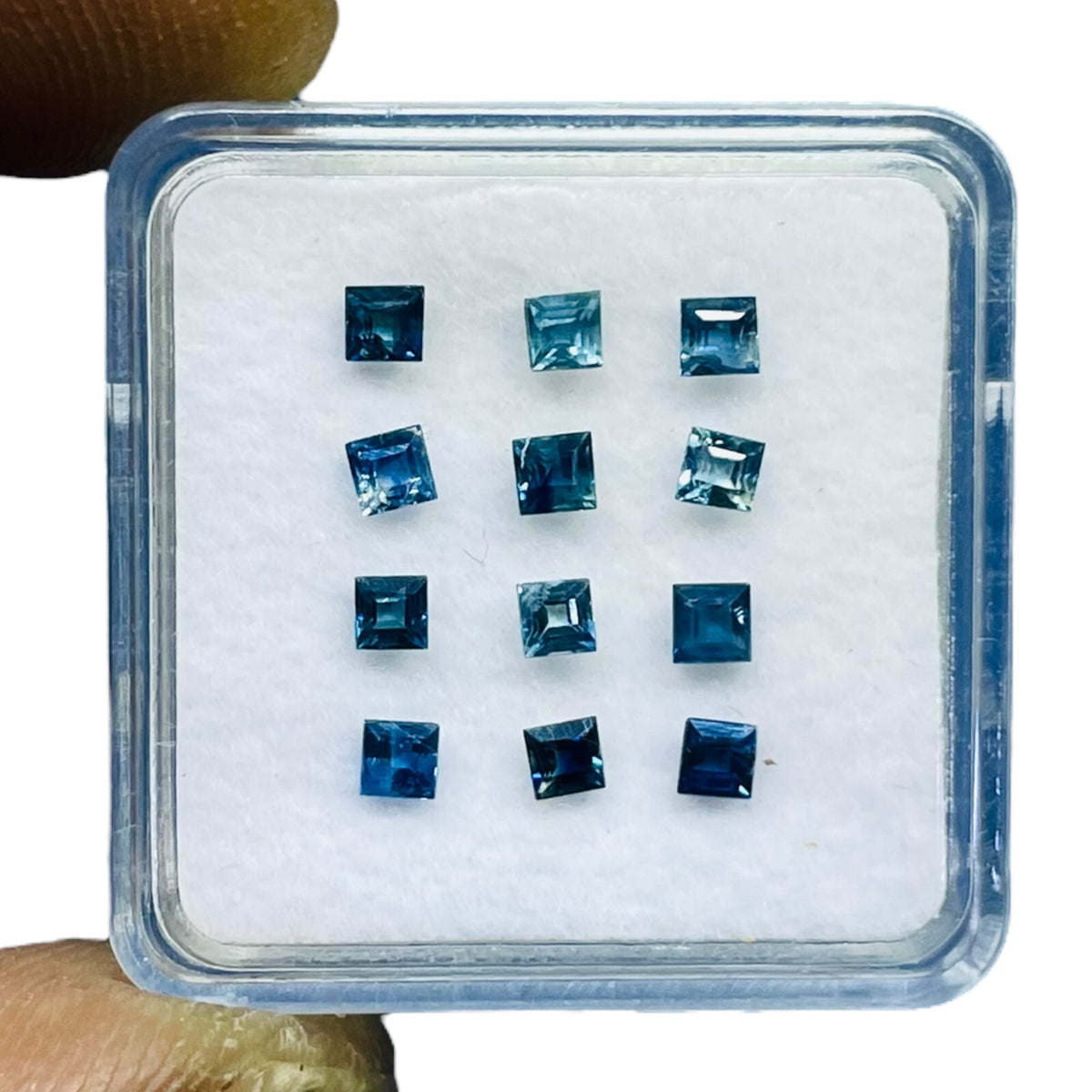 12 Pcs Natural Ceylon Blue Sapphire 2.3mm Square Cut Loose Sparkling Gemstones