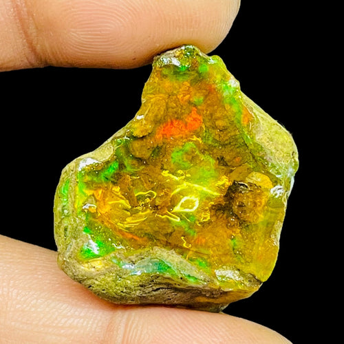 60.55 Cts Natural Ethiopian Opal Rough 31x23mm Huge Multi Fire Loose Gemstone