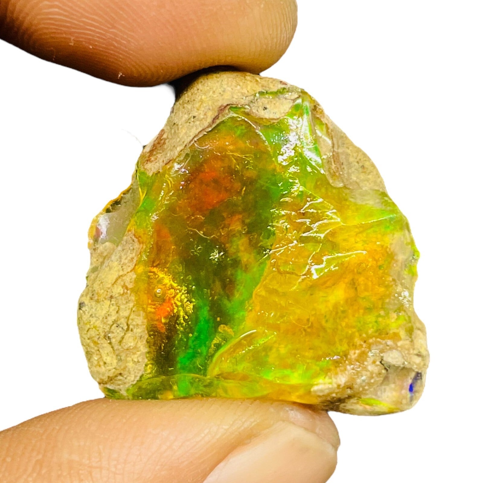 36.35 Cts Natural Ethiopian Opal Rough Flashy Huge Pendant Size Loose Gemstone