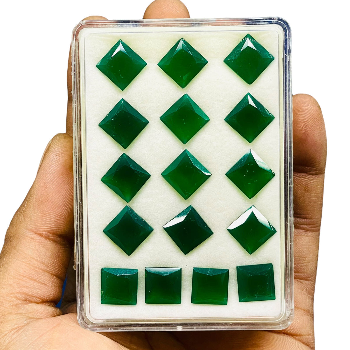 16 Pcs Natural Green Onyx 10mm Square Cut Top Quality Loose Untreated Gemstones