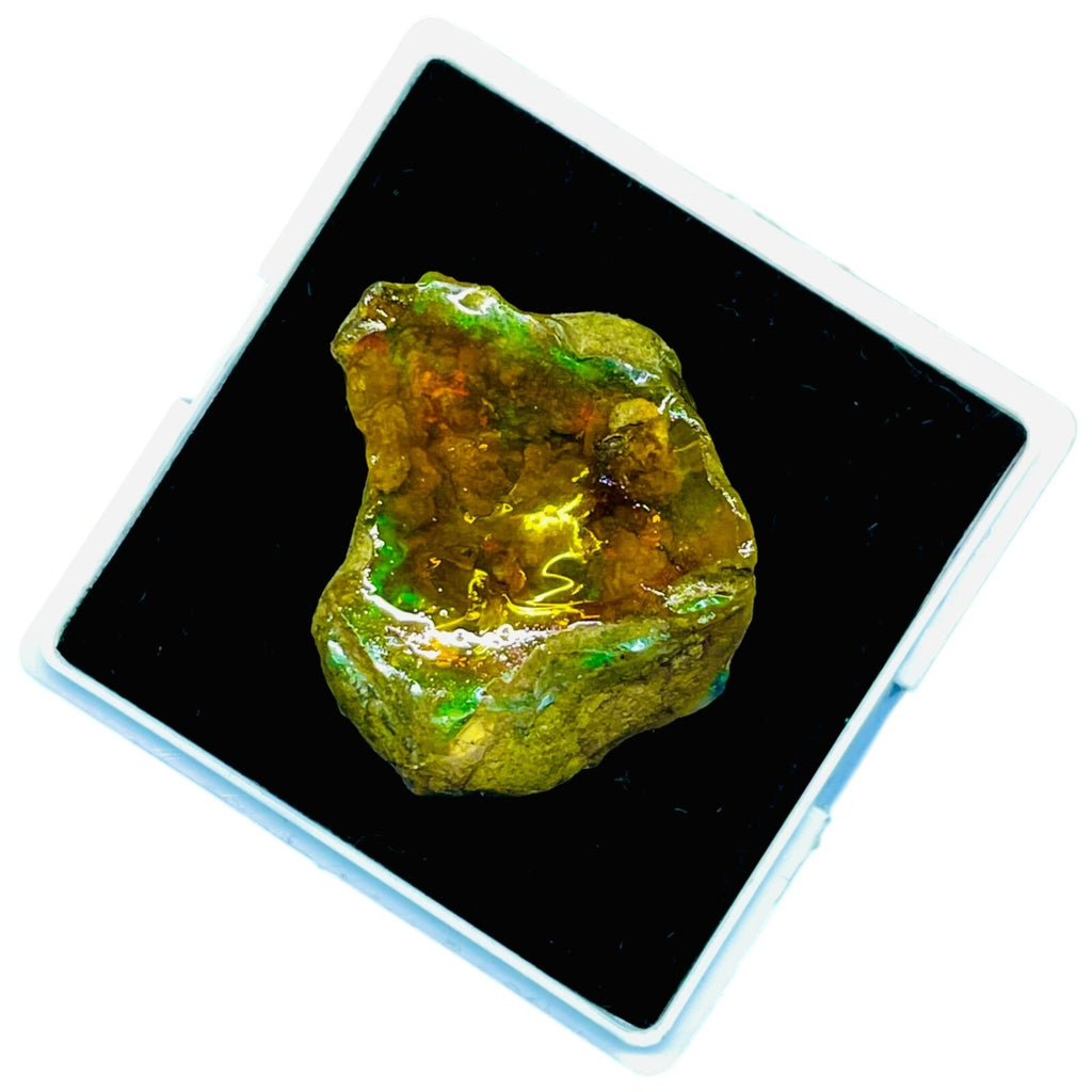 60.55 Cts Natural Ethiopian Opal Rough 31x23mm Huge Multi Fire Loose Gemstone