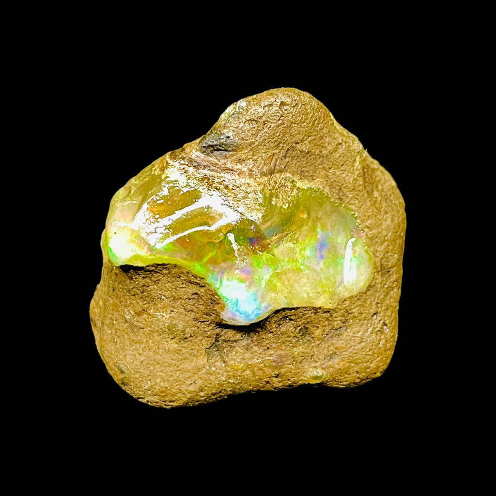 55.20 Cts Natural Ethiopian Opal Rough 32x29mm Huge Multi Fire Loose Gemstone