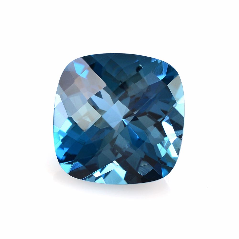 LONDON BLUE TOPAZ CHECKER CUT CUSHION 14MM 12.25Cts.