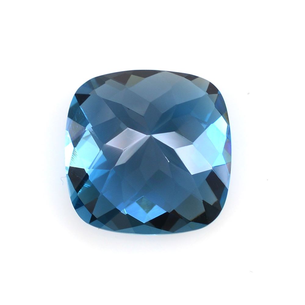 LONDON BLUE TOPAZ CHECKER CUT CUSHION 14MM 12.25Cts.