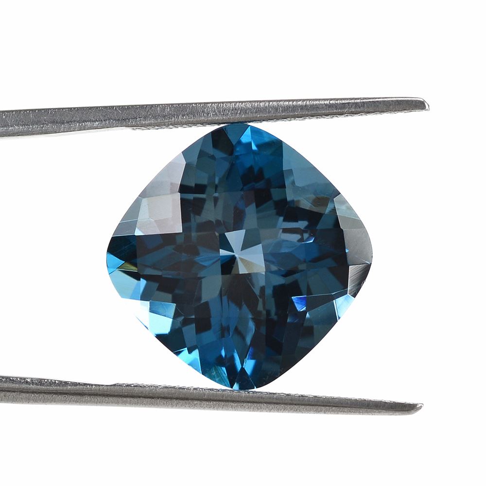 LONDON BLUE TOPAZ CHECKER CUT CUSHION 14MM 12.25Cts.
