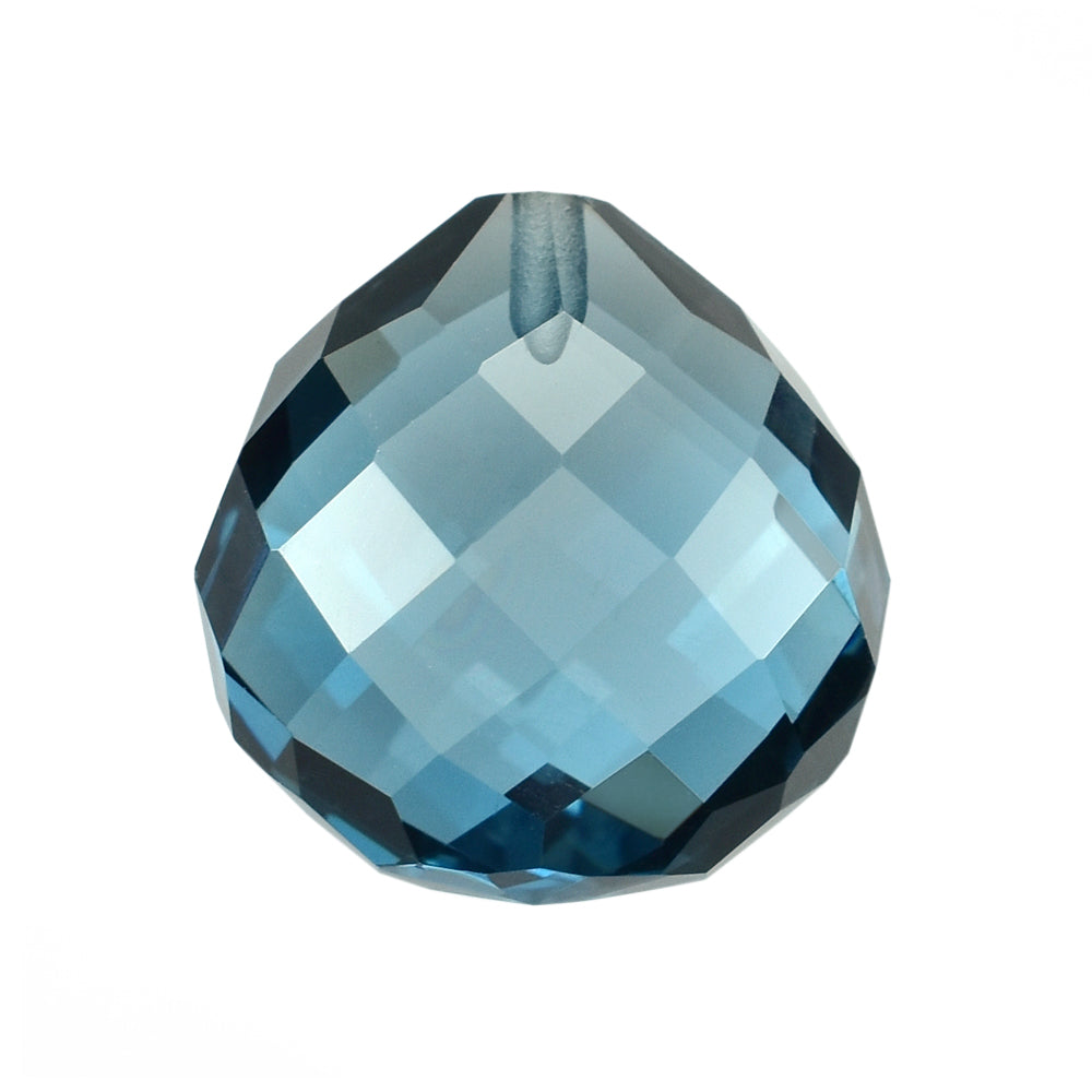 LONDON BLUE TOPAZ BRIOLETTE HEART (HALF DRILL) 14.00MM 12.79 Cts.