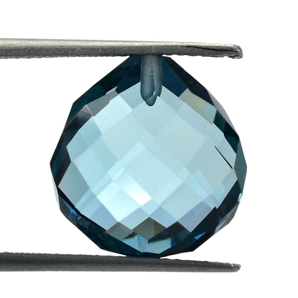 LONDON BLUE TOPAZ BRIOLETTE HEART (HALF DRILL) 14.00MM 12.79 Cts.