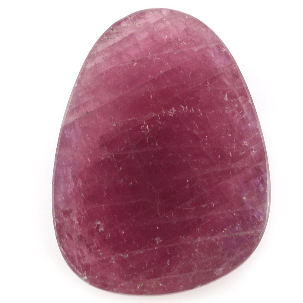 RUBY ROSE CUT IRREGULAR PEARISH CAB 20X15MM 12.73 Cts.