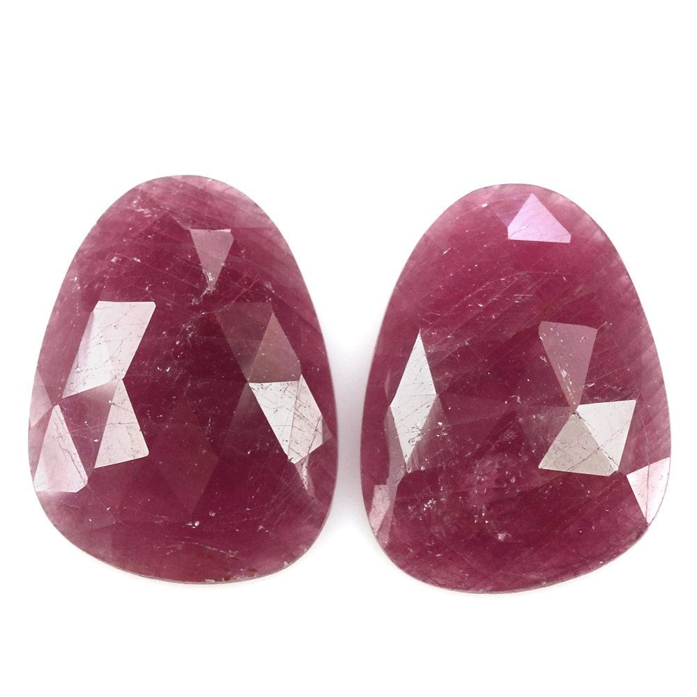 RUBY ROSE CUT IRREGULAR PEARISH CAB 20X15MM 12.73 Cts.