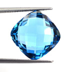 SWISS BLUE TOPAZ BRIOLETTE CUSHION 14MM 12.85 Cts.