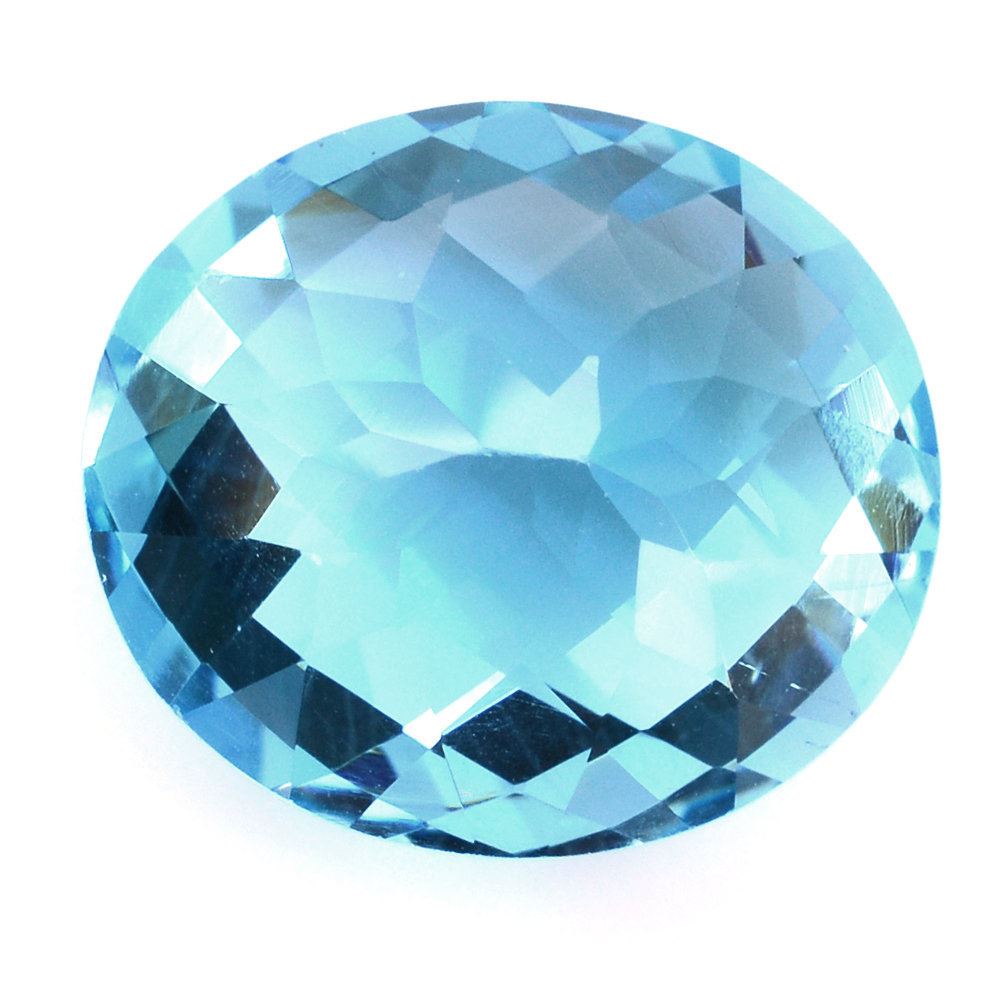 SWISS BLUE TOPAZ CHECKER CUT OVAL 16X14MM 14.05 Cts.