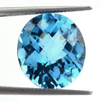 SWISS BLUE TOPAZ CHECKER CUT OVAL 16X14MM 14.05 Cts.