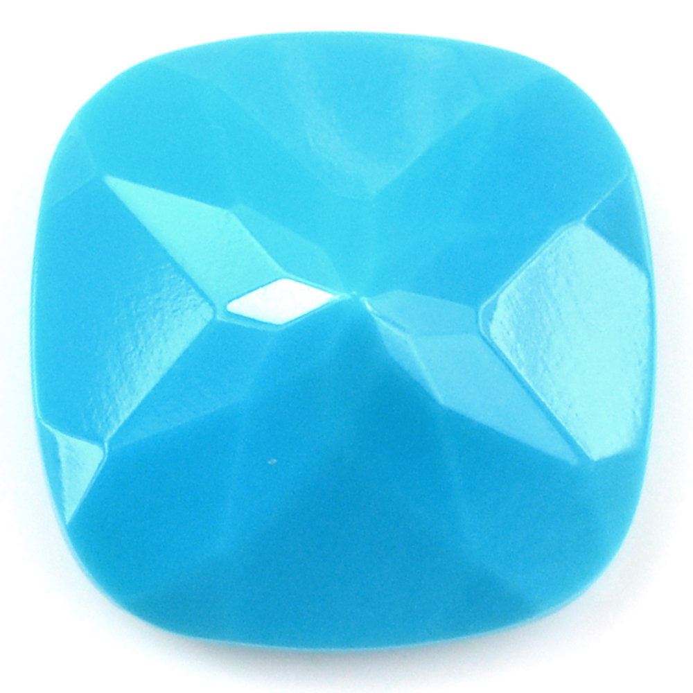 SLEEPING BEAUTY TURQUOISE CHECKER CUT CUSHION 17MM 14.10 Cts.