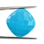 SLEEPING BEAUTY TURQUOISE CHECKER CUT CUSHION 17MM 14.10 Cts.
